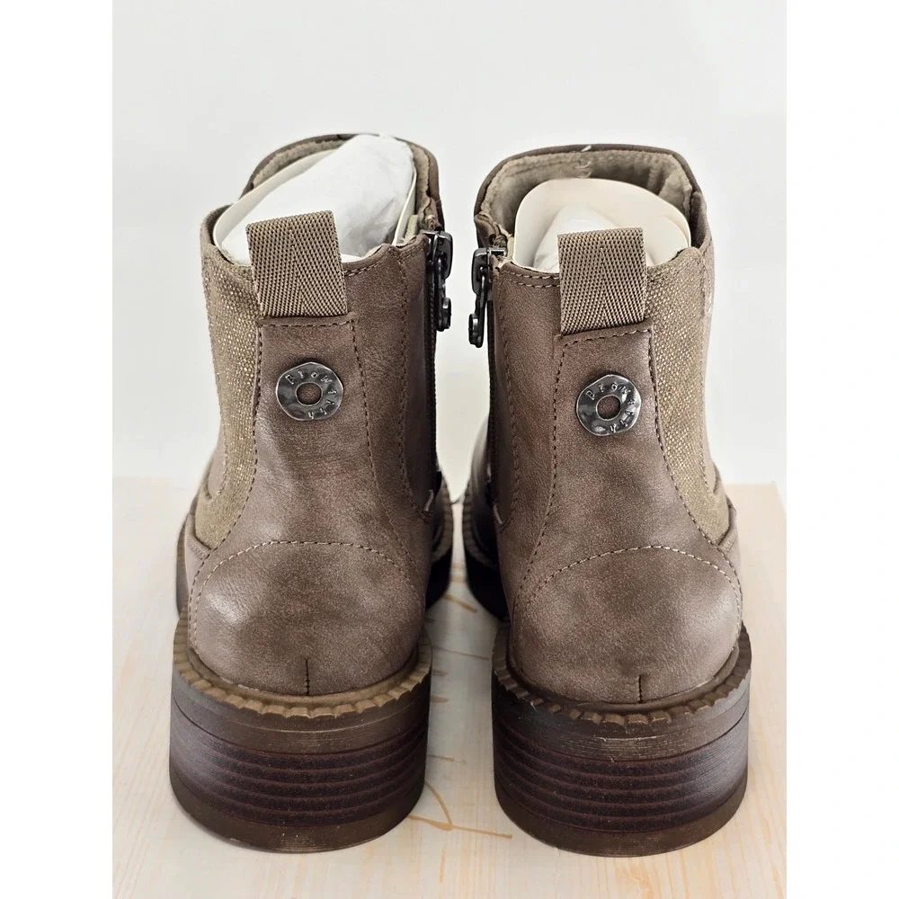 Blowfish Malibu Vera Ankle Boots Womens 6 Mushroom Canvas Zip Up - New